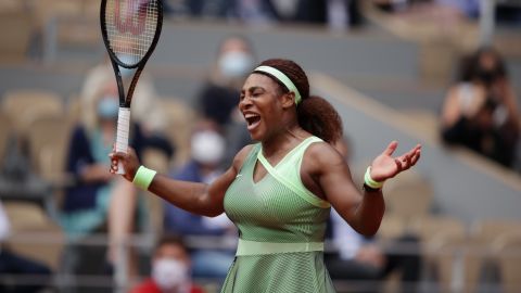 Williams celebrates a break point during her third-round match against Collins.