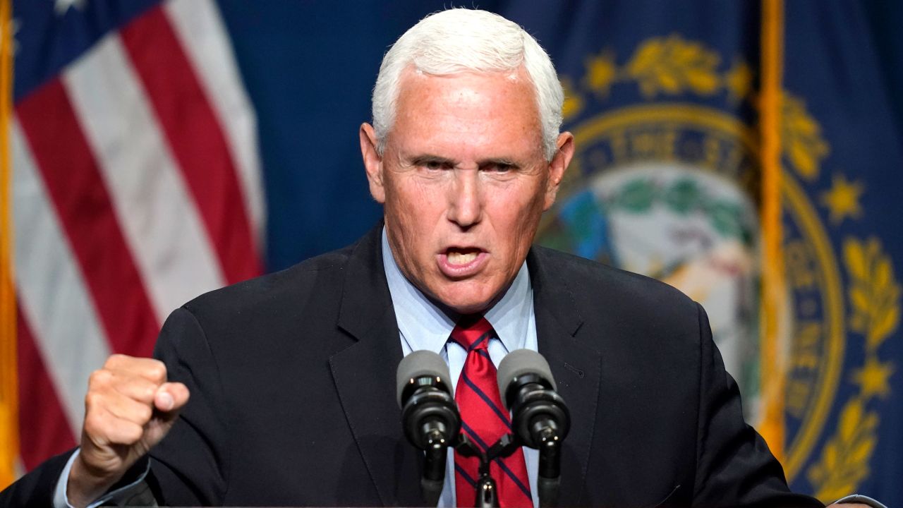 Former Vice President Mike Pence speaks at the annual Lincoln-Reagan Dinner, on June 3, 2021, in Manchester, New Hampshire.