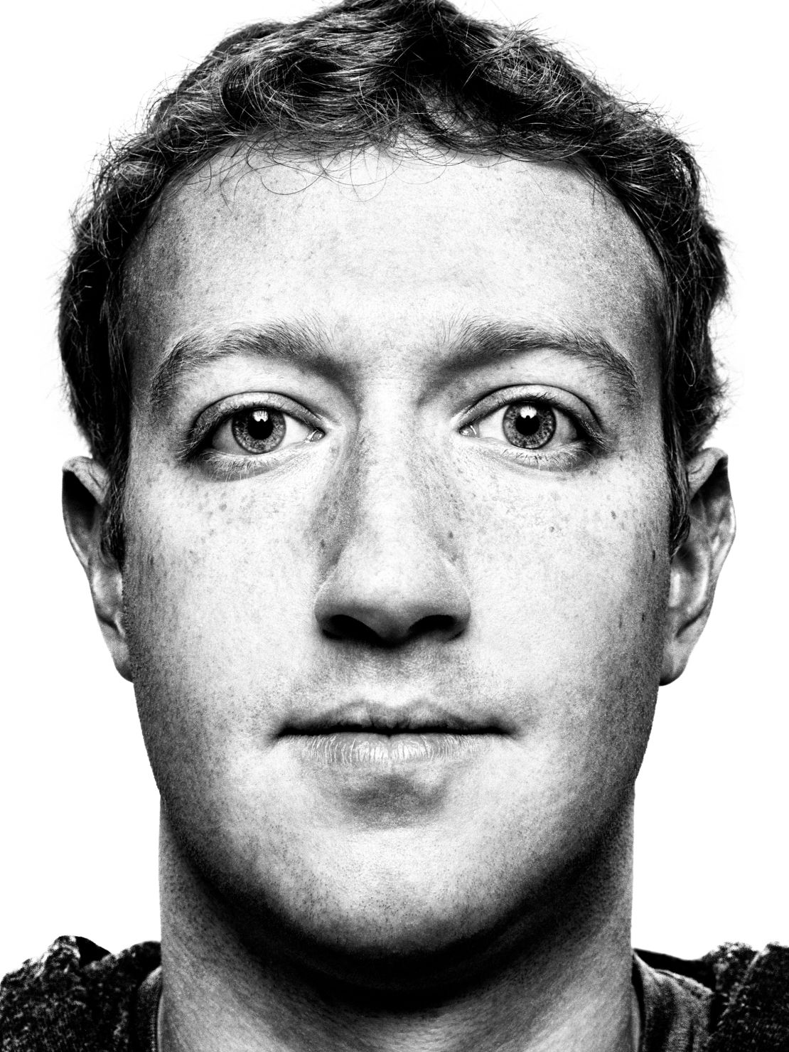 Platon has revisited his older images of celebrities in order to isolate their eyes in each portrait. (Pictured: Mark Zuckerberg)