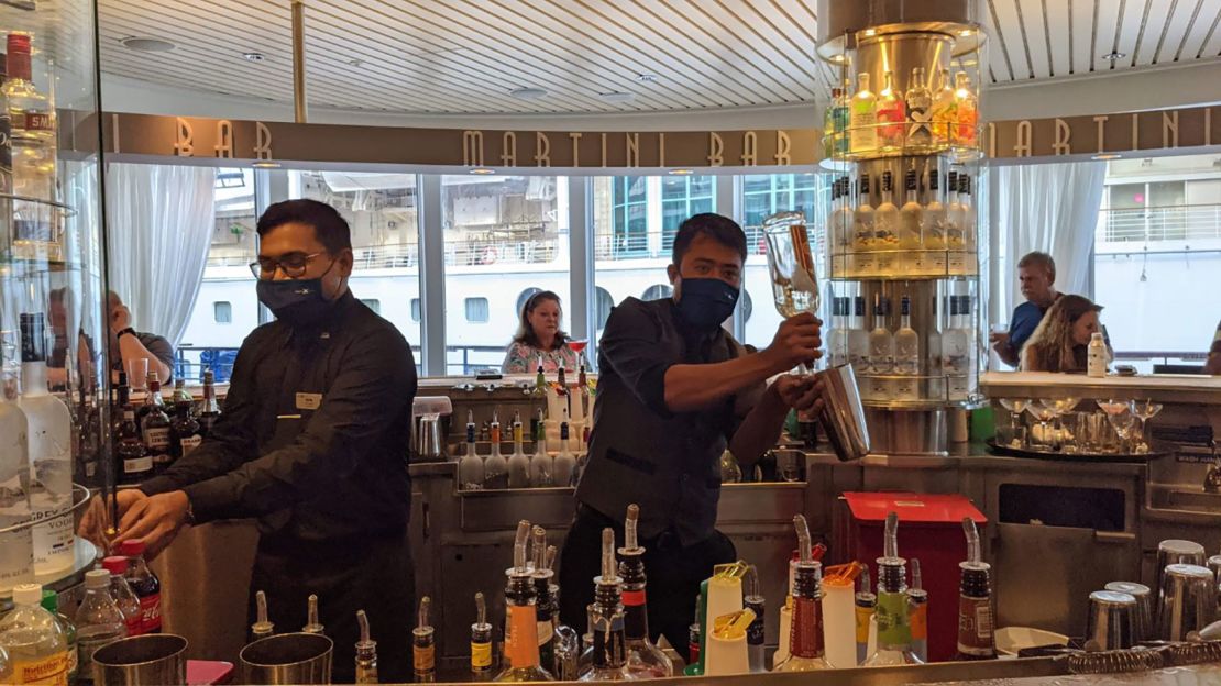 Crew ship employees on the Celebrity Millennium.