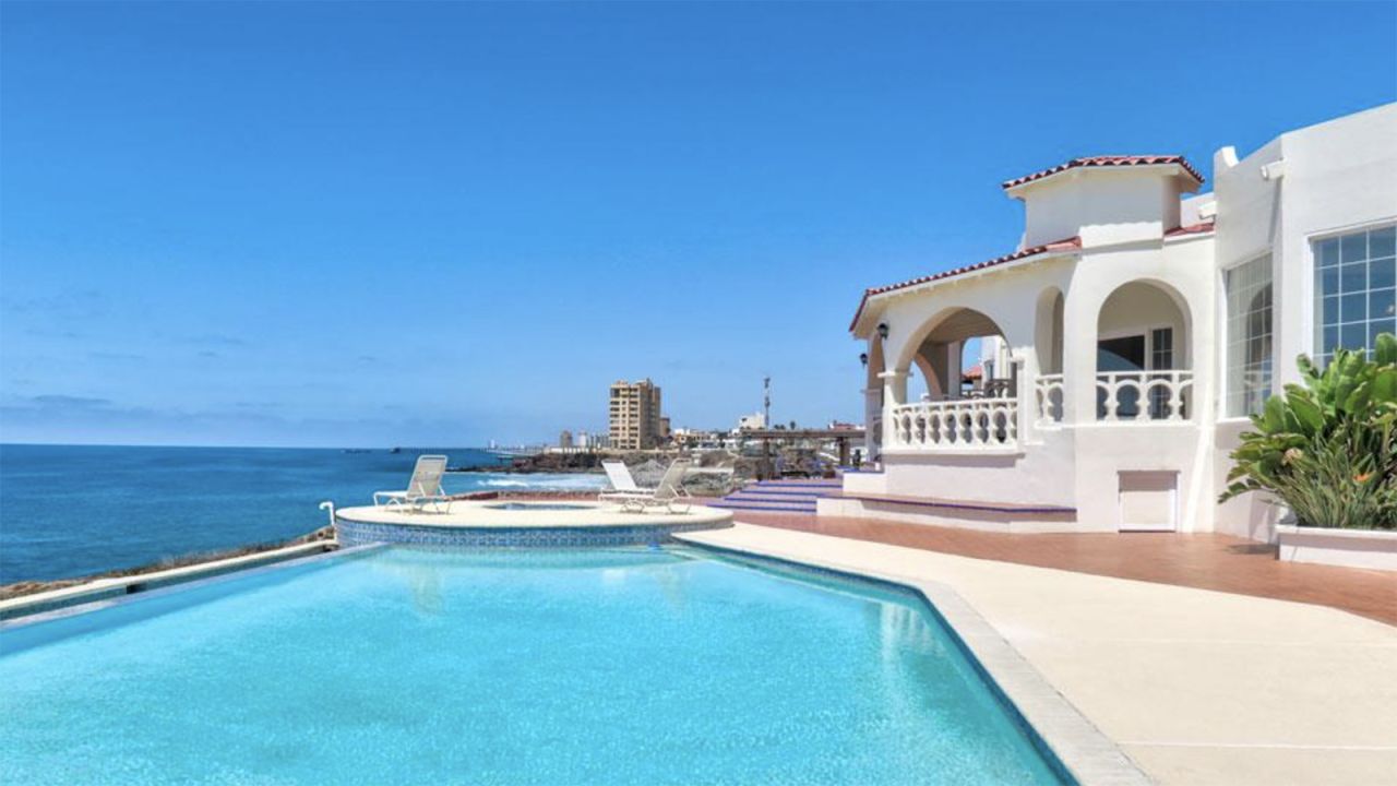 This ocean-front, 9,000-square-foot mansion has six bedrooms.