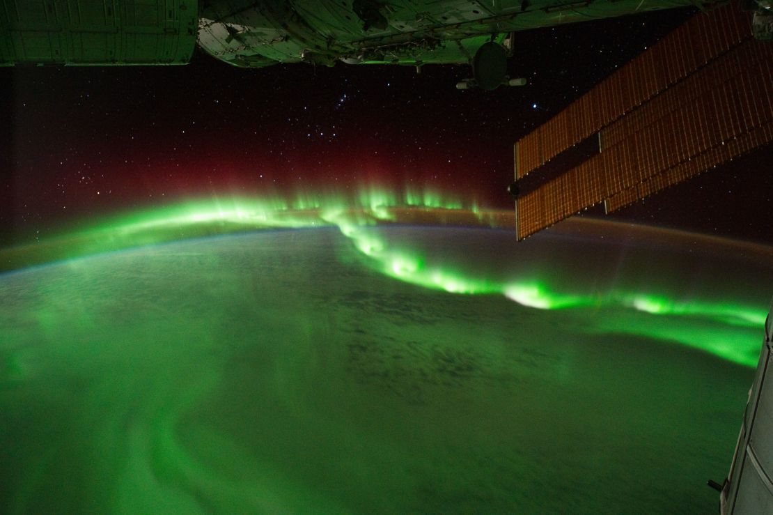 Auroral beads are seen from the International Space Station.