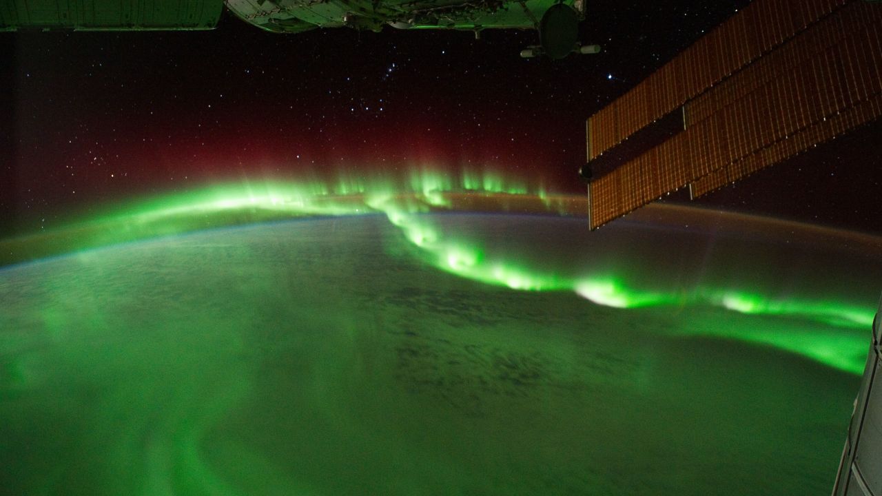 Auroral beads are seen from the International Space Station.