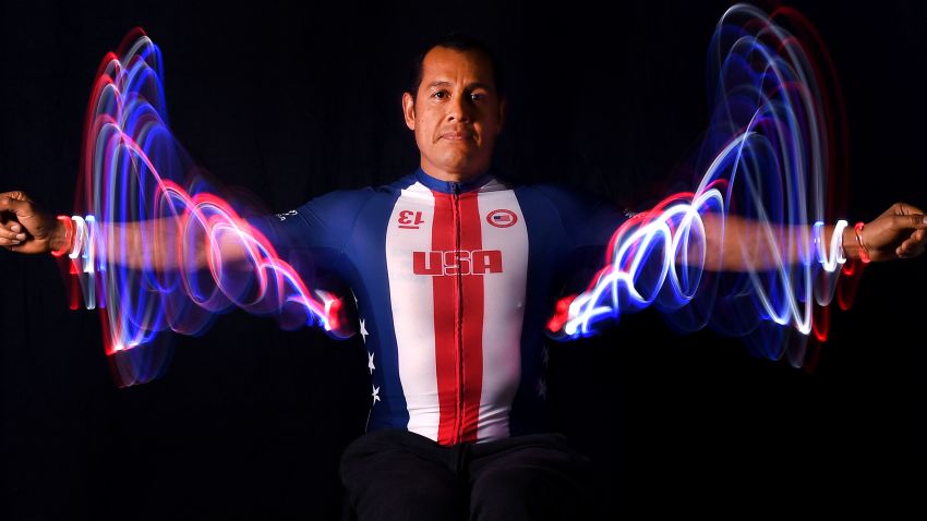 WEST HOLLYWOOD, CALIFORNIA - NOVEMBER 23: Para handcycle athlete Oz Sanchez poses for a portrait during the Team USA Tokyo 2020 Olympic shoot on November 23, 2019 in West Hollywood, California. (Photo by Harry How/Getty Images)