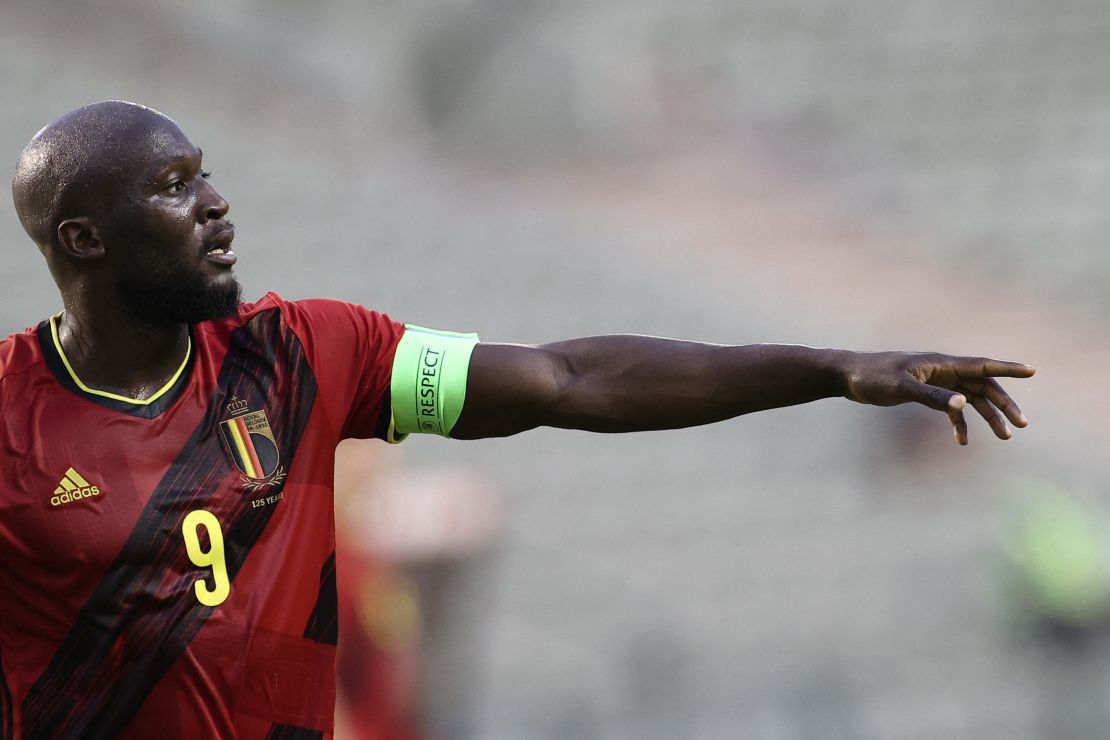 Lukaku playing in the friendly between Belgium and Greece earlier this month. 
