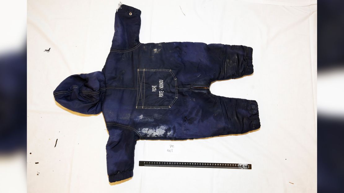 A police handout photo shows clothes belonging to the 18-month old Artin Irannezhad.