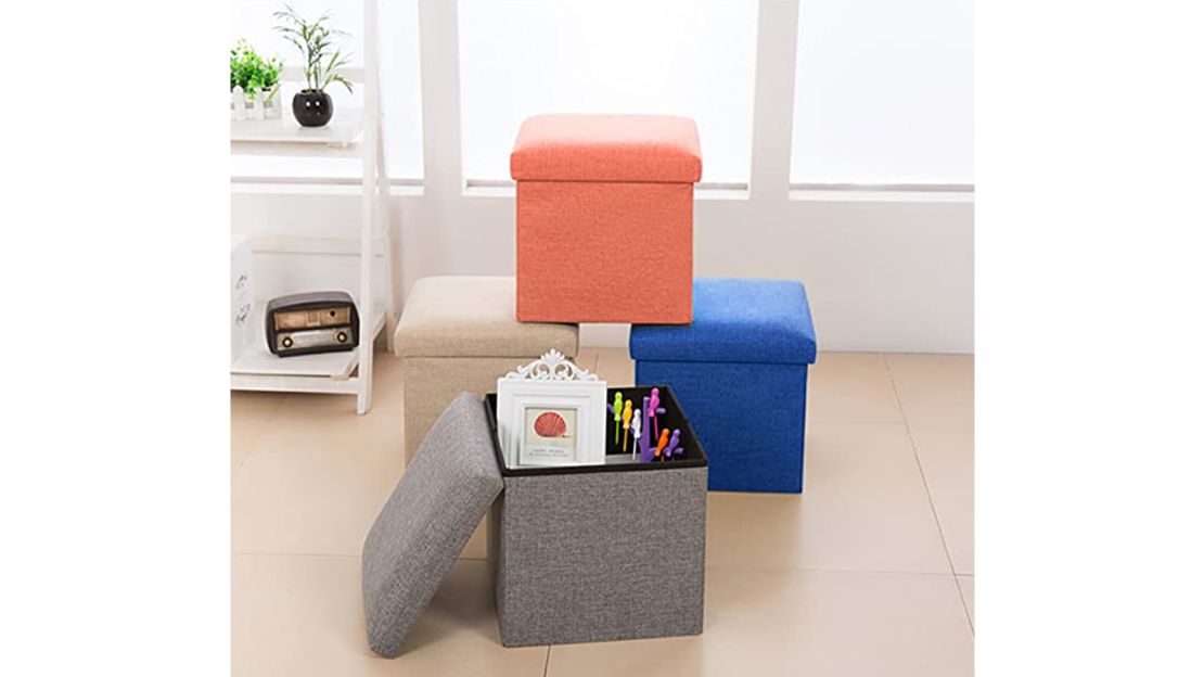 Linen Folding Storage Ottoman