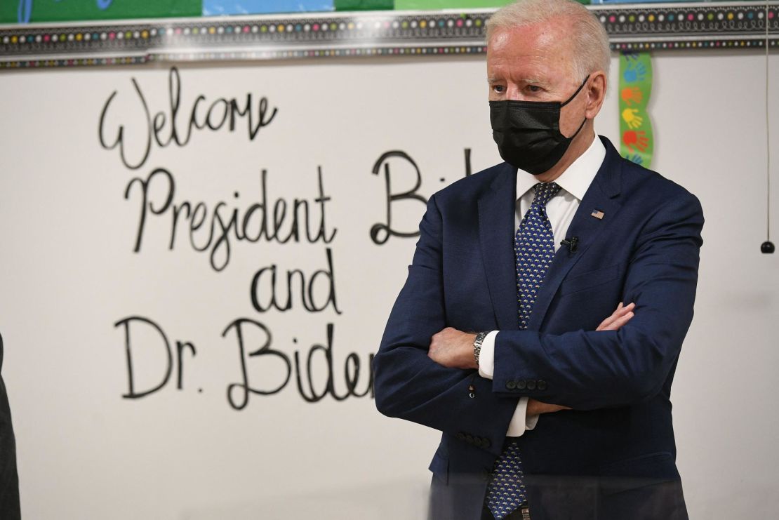 President Joe Biden, here visiting a classroom at Yorktown Elementary School in Yorktown, Virginia, has highlighted schools as a critical part of America's broader infrastructure.