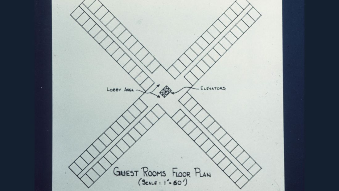 <strong>Lunar lay</strong><strong>out: </strong>A floor plan for the guest rooms corridors.