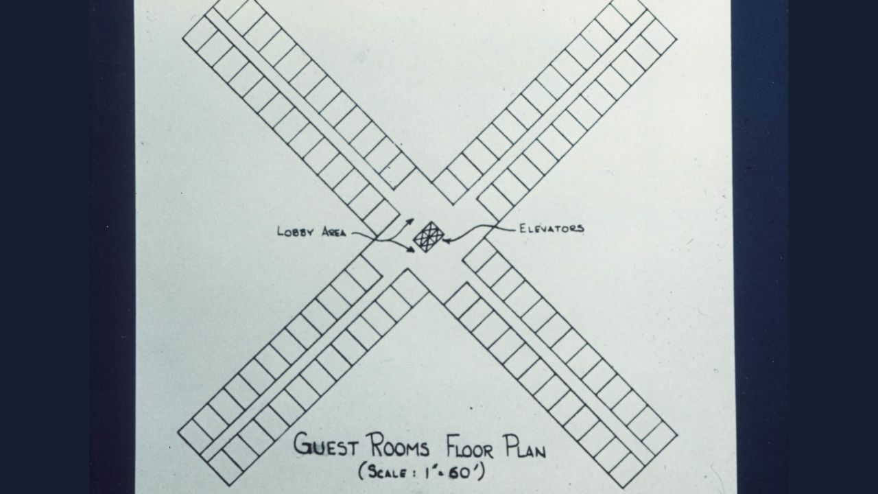 <strong>Lunar lay</strong><strong>out: </strong>A floor plan for the guest rooms corridors.
