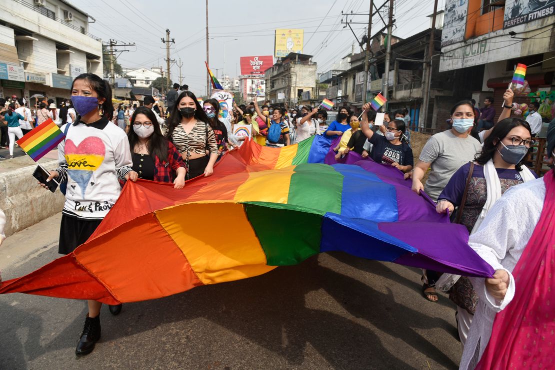 An annual LGBT pride parade in Guwahati, India, on March 21.