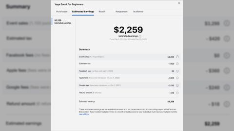 A mockup of Facebook's new payout interface, in which it estimates how much Apple's and Google's fees cost developers.