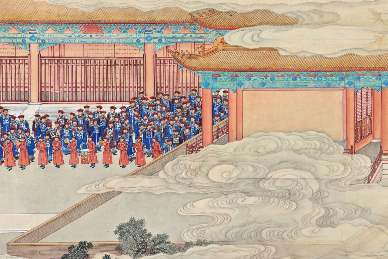 The scroll contains depictions of various buildings at the heart of imperial Beijing.