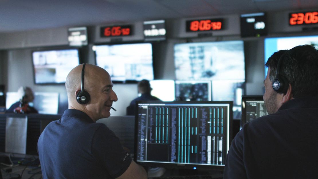 Jeff Bezos testing communications systems before the first flight of the New Shepard space vehicle in 2015.