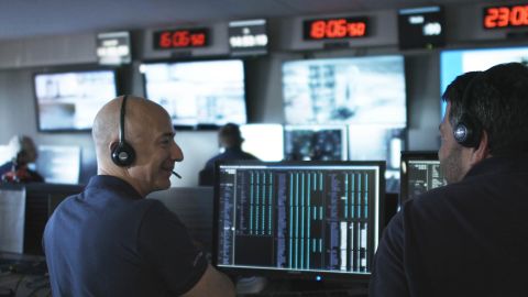 Jeff Bezos testing communications systems before the first flight of the New Shepard space vehicle in 2015.