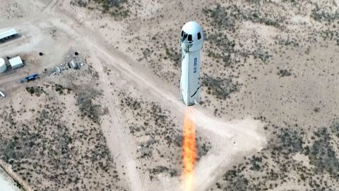 Mission NS-15 lifting off from Launch Site One in West Texas on April 14, 2021.