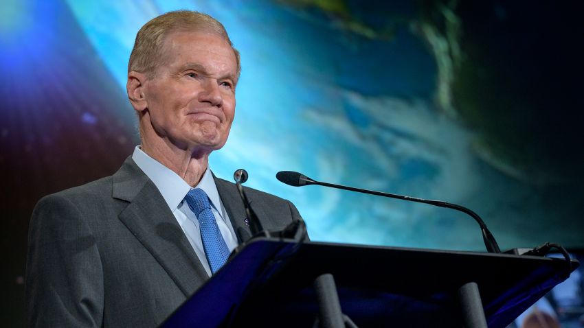 Administrator Bill Nelson talks to the agency's workforce during his first state of NASA event at NASA headquarters in the Mary W. Jackson Building June 2, 2021 in Washington, DC. Nelson remarked on his long history with NASA, and among other topics, discussed the agency's plans for future Earth-focused missions to address climate change; a robotic and human return to the Moon through the Artemis program; and two new planetary science missions to Venus for the late 2020s called VERITAS and DAVINCI+.  