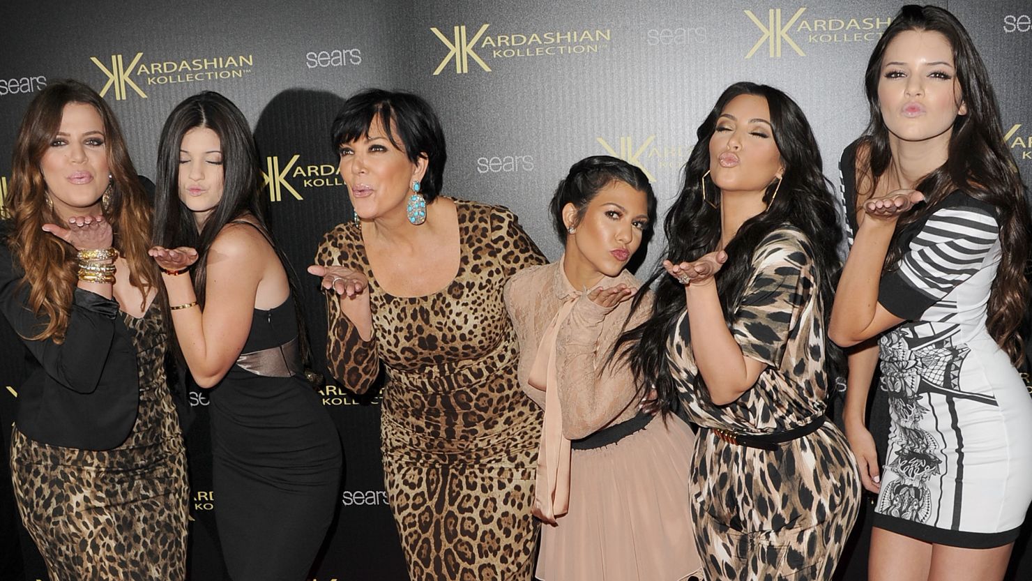 (From left) Khloé Kardasian, Kylie Jenner, Kris Jenner, Kourtney Kardashian, Kim Kardashian and Kendall Jenner attend the Kardashian Kollection launch party at The Colony  in Hollywood, California, August 17, 2011.