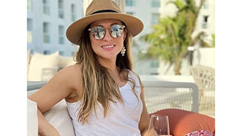 Fashion Summer Women's Beach Sun Visor Wide Brim Stripe Floppy Straw Braid Hat 