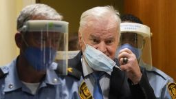 Ex-Bosnian Serb military chief Ratko Mladic arrives in the courtroom prior to the hearing of the final verdict on appeal against his genocide conviction over the 1995 Srebrenica massacre, Europe's worst act of bloodshed since World War II, on June 8, 2021 at the International Residual Mechanism for Criminal Tribunals (IRMCT) in The Hague. (Photo by Peter Dejong / POOL / AFP) (Photo by PETER DEJONG/POOL/AFP via Getty Images)