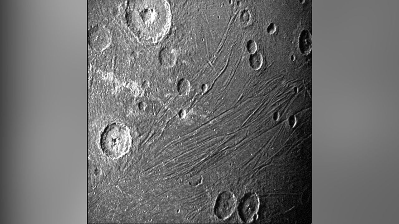 This image of the dark side of Ganymede was taken by Juno's Stellar Reference Unit navigation camera during its June 7 flyby of the moon.