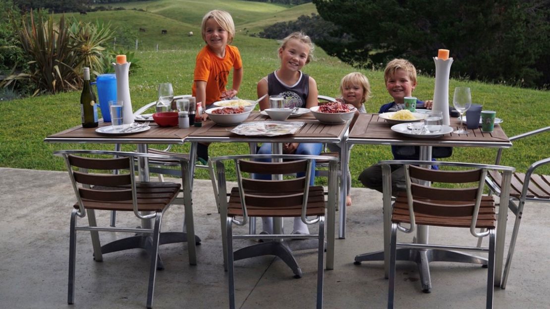 Jo Watkins' four children Polly, Jinks, Tom and Meg enjoying a homeswapping exchange in New Zealand.
