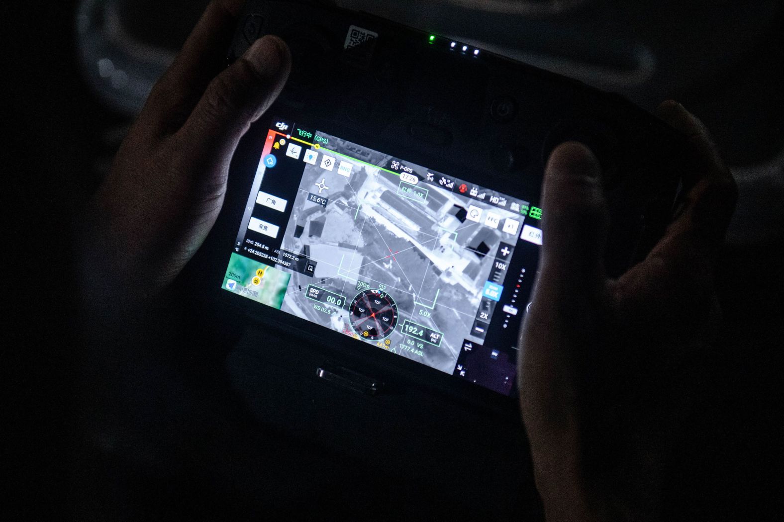 A drone's infrared imaging system is used to track and monitor the elephants.