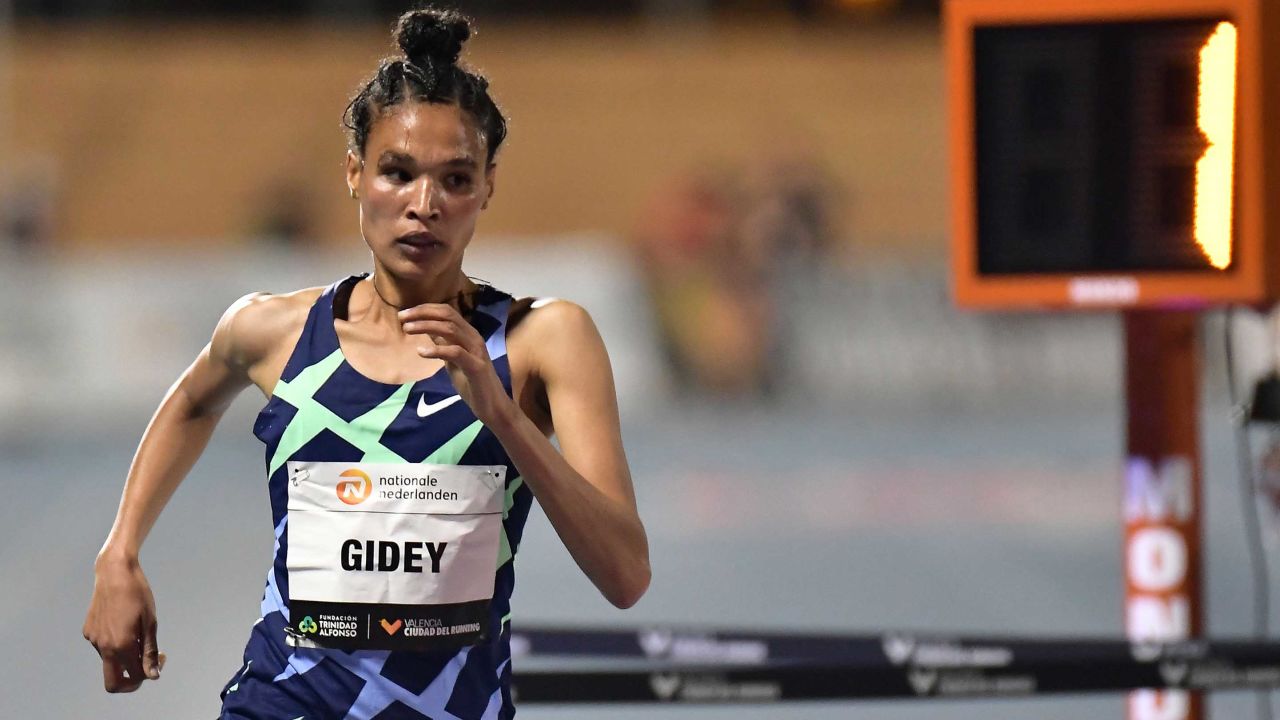 Gidey competes in the women's 5,000m in Valencia on October 7, 2020.