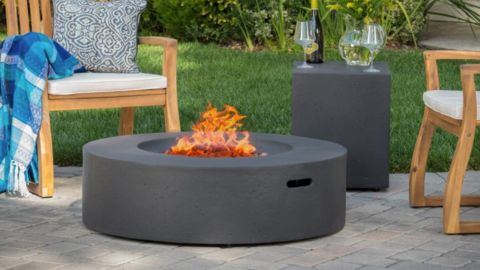 Aidan Circular Outdoor Gas Fire Pit Table With Tank Holder