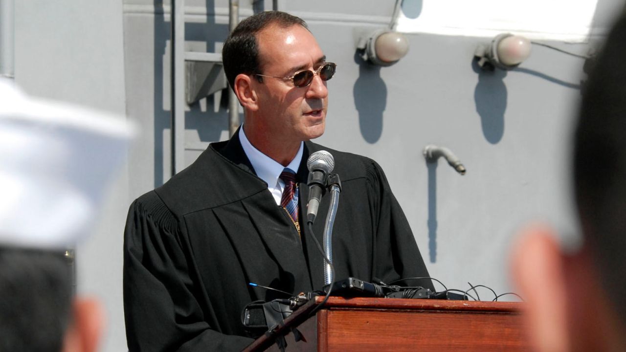 Judge Roger T. Benitez at a naturalization ceremony in August 2006 in Coronado, California.
