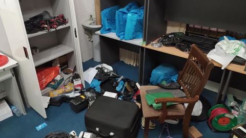 The Kamayut media office after it was raided by the military.