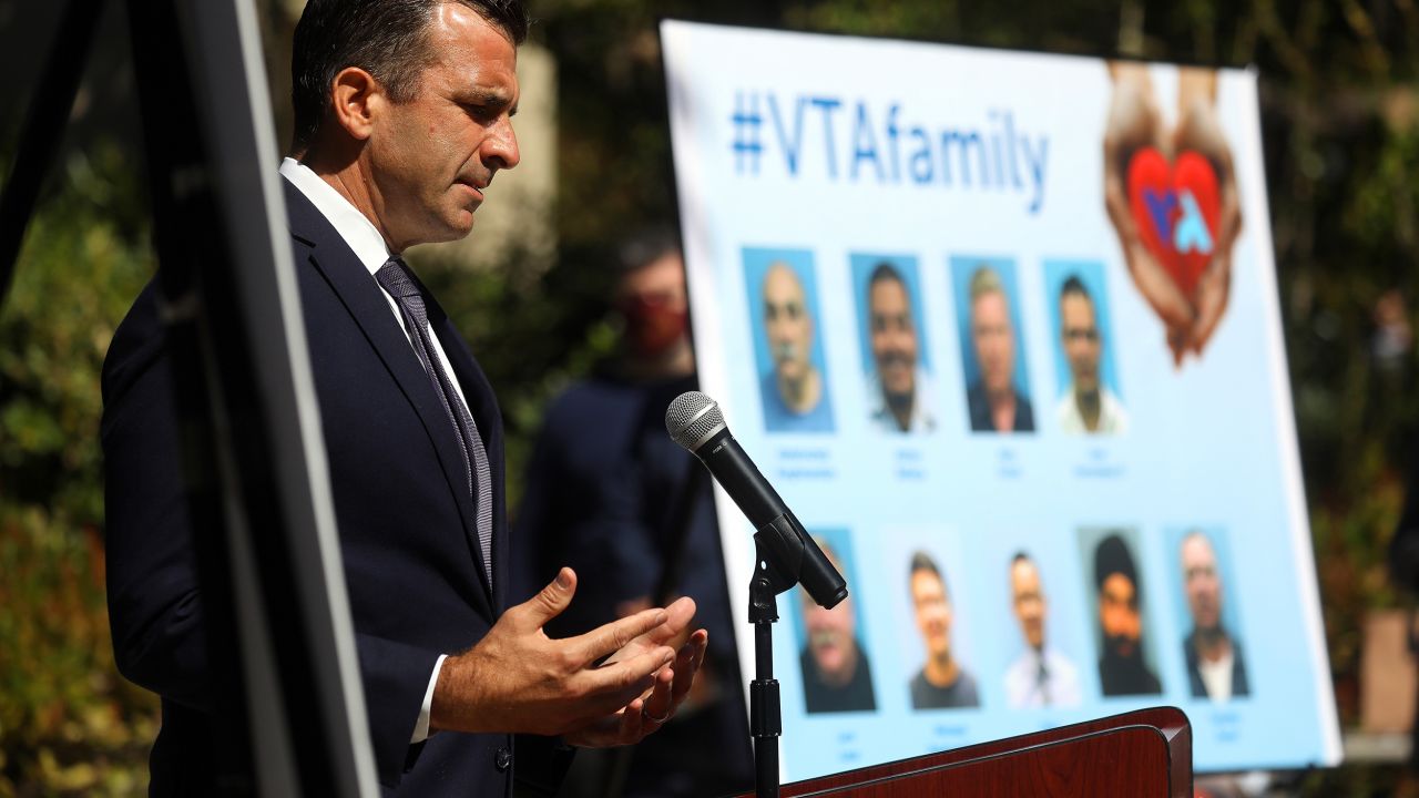 San Jose Mayor Sam Liccardo speaks at a ceremony on Thursday, May 27, that honored the nine people killed in a mass shooting in the city.