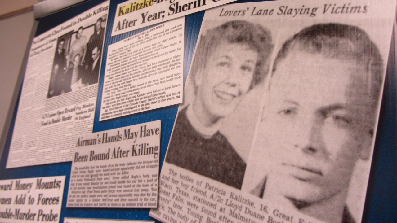 Clippings from the Great Falls Tribune were part of the Cascade County Sheriff's Office investigative file into the 1956 murders of Patricia Kalitzke and Lloyd Duane Bogle.