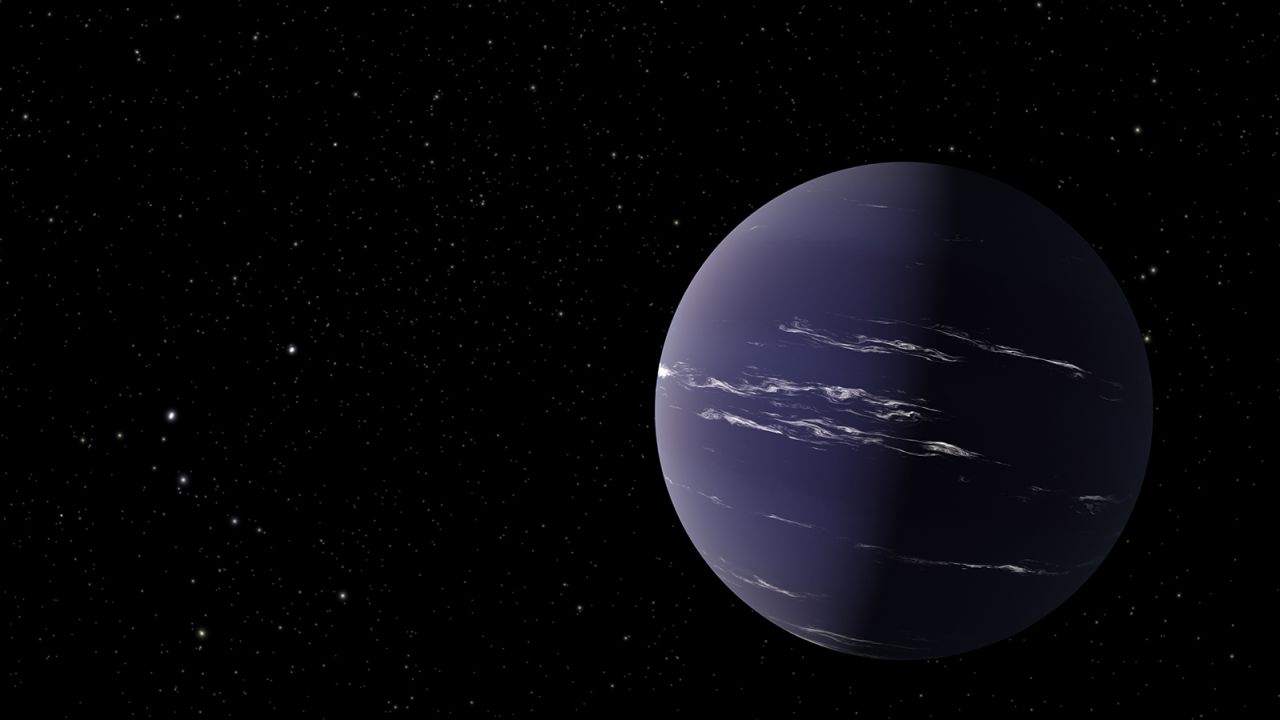 This artist's illustration shows TOI-1231 b, a Neptune-like planet about 90 light-years away from Earth.