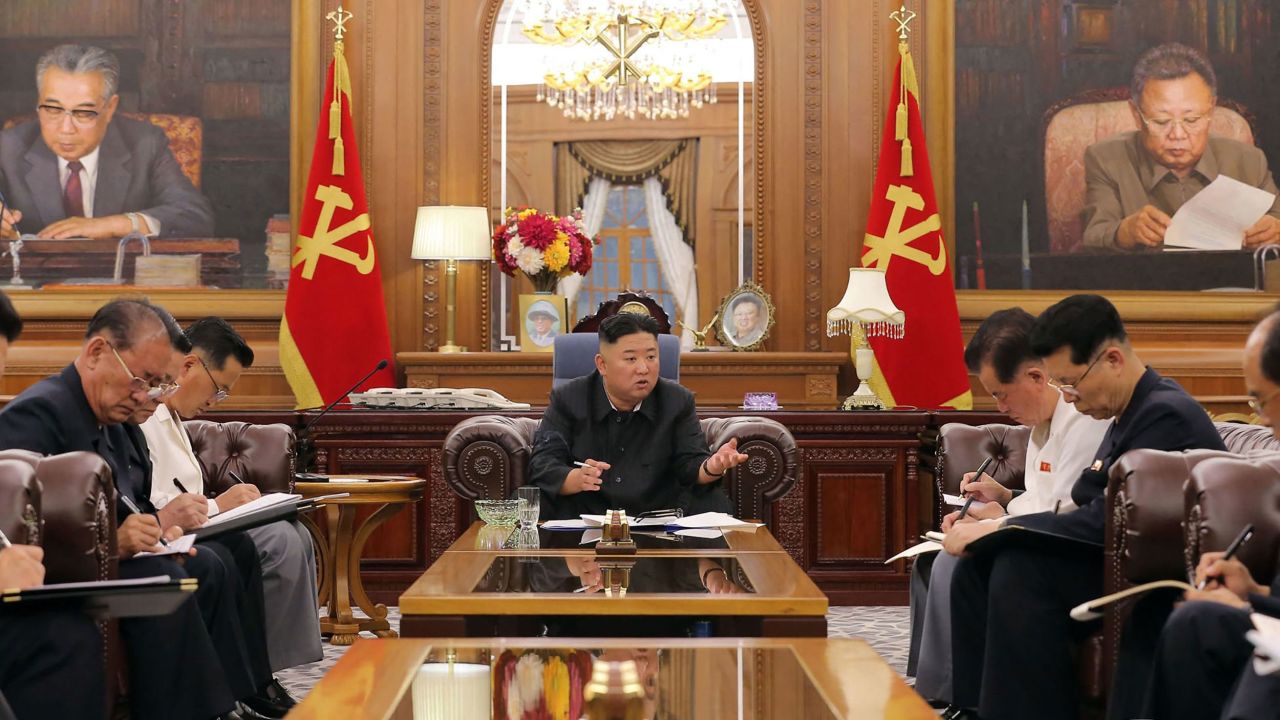 North Korean leader Kim Jong Un attends a consultative meeting of senior officials in Pyongyang in this photo released by North Korea's state-run news agency on June 8.