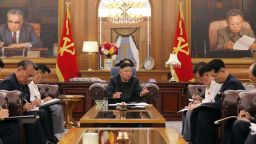 This picture taken on June 7, 2021 and released from North Korea's official Korean Central News Agency (KCNA) on June 8 shows North Korean leader Kim Jong Un (C) attending a consultative meeting of senior officials of the Party Central Committee and provincial Party committees at the office building of the Party Central Committee in Pyongyang. (Photo by STR / KCNA VIA KNS / AFP) / - South Korea OUT / REPUBLIC OF KOREA OUT   ---EDITORS NOTE--- RESTRICTED TO EDITORIAL USE - MANDATORY CREDIT "AFP PHOTO/KCNA VIA KNS" - NO MARKETING NO ADVERTISING CAMPAIGNS - DISTRIBUTED AS A SERVICE TO CLIENTSTHIS PICTURE WAS MADE AVAILABLE BY A THIRD PARTY. AFP CAN NOT INDEPENDENTLY VERIFY THE AUTHENTICITY, LOCATION, DATE AND CONTENT OF THIS IMAGE. THIS PHOTO IS DISTRIBUTED EXACTLY AS RECEIVED BY AFP. /  (Photo by STR/KCNA VIA KNS/AFP via Getty Images)