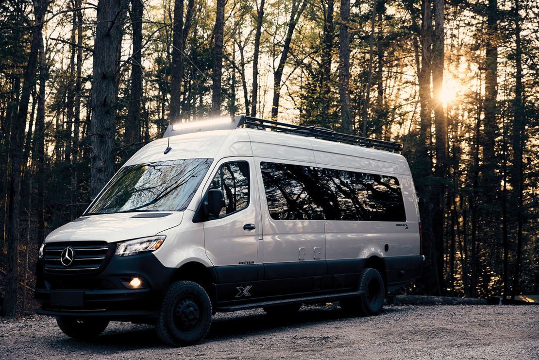 The Airstream Interstate 24X has knobby ties, four-wheel-drive and an off-road light bar.