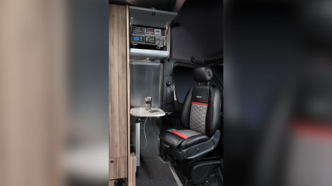 A removeable table can be used as a desk. The Airstream Interstate 24X also a 5G capable antenna.