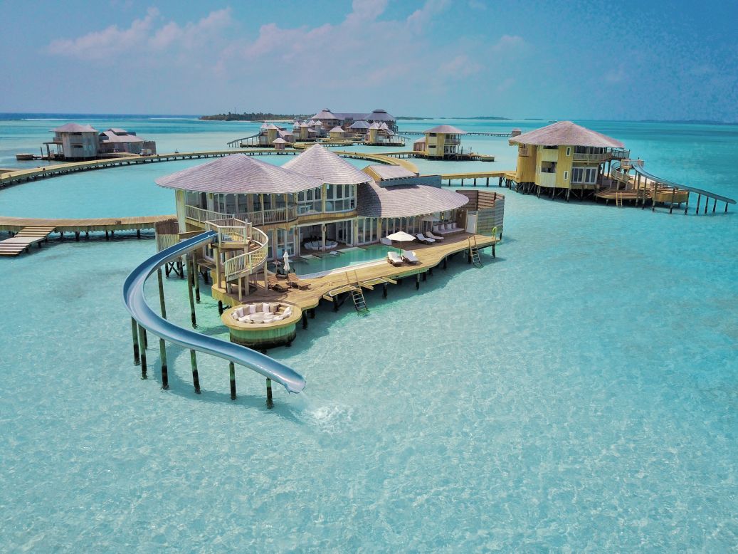 <strong>Soneva Jani, Maldives: </strong>The ultimate overwater resort, Soneva Jani's villas come outfitted with private infinity pools and waterslides.