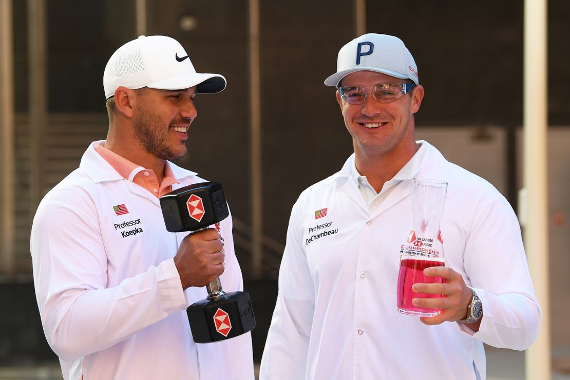 Koepka and DeChambeau attend the launch of The Abu Dhabi HSBC Championship.