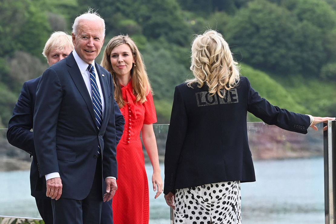 The Bidens and Johnsons pictured in Cornwall, UK, ahead of the G7 summit.