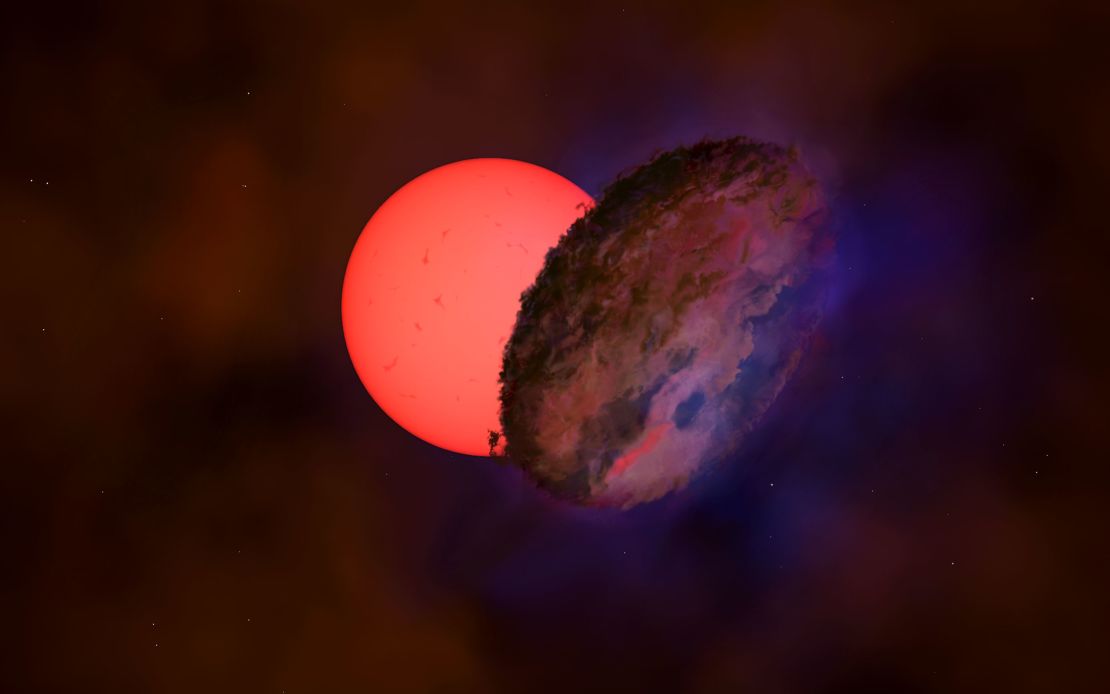 This is an artist's impression of VVV-WIT-08, a giant 'blinking' star near the center of the Milky Way.