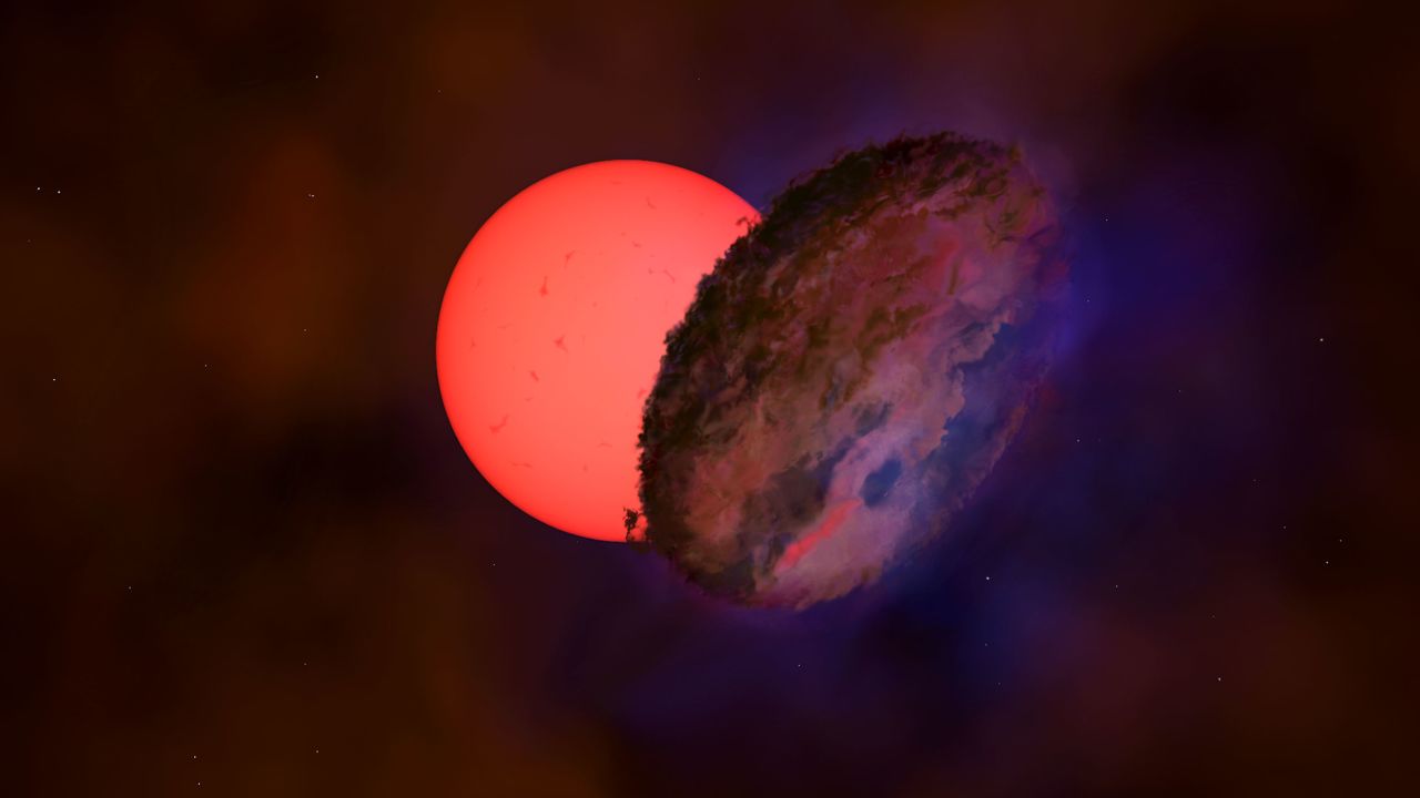 This is an artist's impression of VVV-WIT-08, a giant 'blinking' star near the center of the Milky Way.