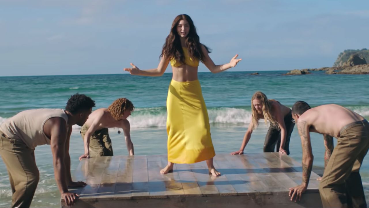 Lorde in a scene from her "Solar Power" music video. 