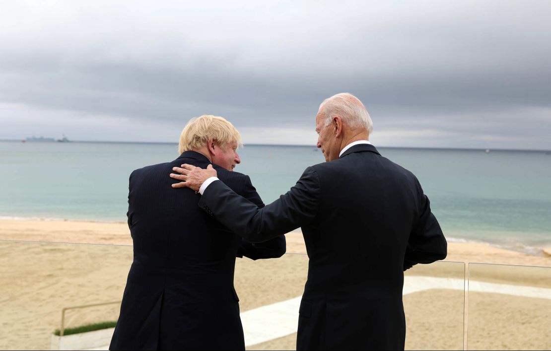 Prime Minister Boris Johnson, left, and US President Joe Biden in Carbis Bay, Cornwall, ahead of the G7 Summit on Friday.