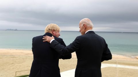 Prime Minister Boris Johnson, left, and US President Joe Biden in Carbis Bay, Cornwall, ahead of the G7 Summit on Friday.