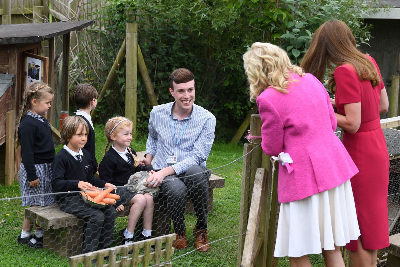 Jill Biden and Catherine, the Duchess of Cambridge, chat with children during their <a href="https://www.cnn.com/2021/06/10/politics/jill-biden-kate-middleton/index.html" target="_blank">Friday visit to Connor Downs Academy</a> in Hayle, England. The first lady has had a decades-long career as a teacher and is currently a community college professor.