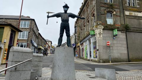 Redruth's bronze statue is a celebration of the town's tin mining history.
