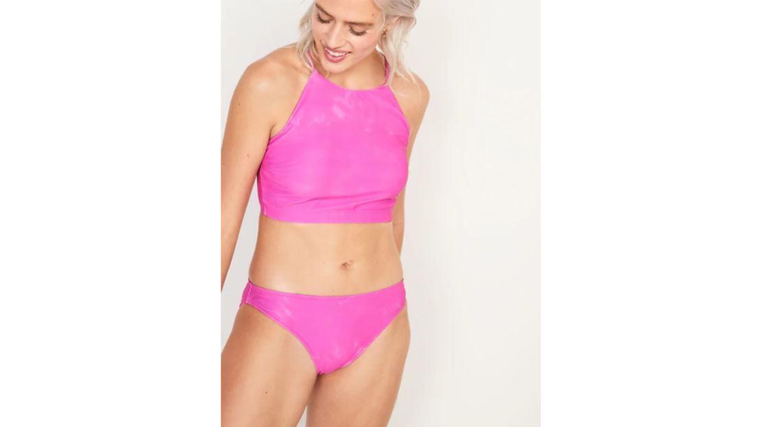 High-Neck Cropped Tankini Swim Top