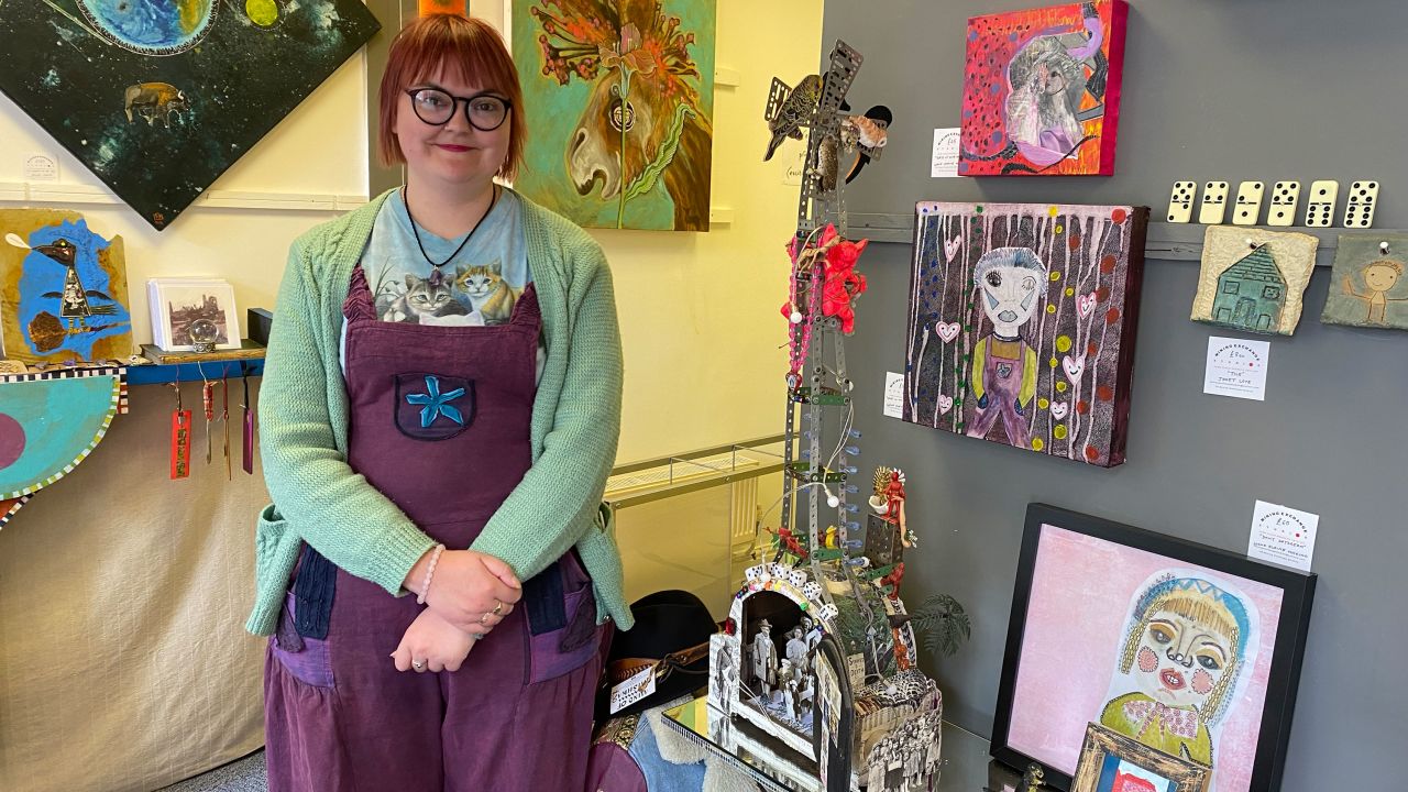 Lorna Elaine Hosking, manager of the Mining Exchange Art Studios Gallery, in Redruth, Cornwall, England, on June 11.